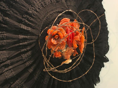 Secret Garden (detail), 2010 — Vintage skirt, unique tinted cast rubber, weathered barbed wire — Shirley Klinghoffer