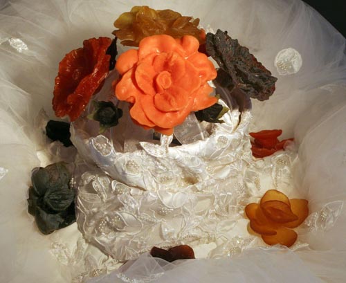 Bridal Bouquet for Gertrude & Alice (detail), 2011 — Refashioned bridal gown, tinted translucent rubber, steel — Shirley Klinghoffer